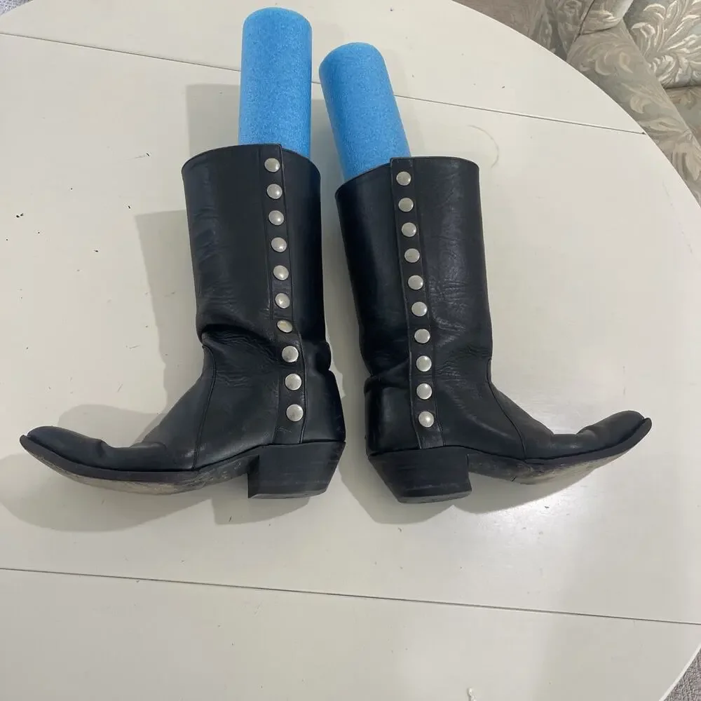 Champion Attitude Men Black Western Boots Size 9B Snap Side Vintage
